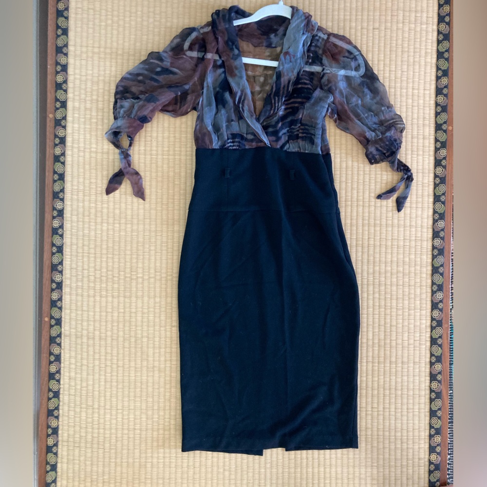 Chic Sheer Sleeve Dress with Belt